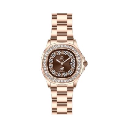 Paris Polo Club PPC-FE05-RG-BR Rounded Square Case Design Bracelet Strap Women Watch